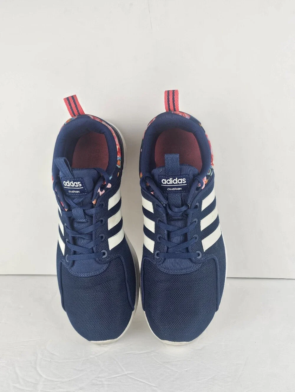 Adidas Cloudfoam Lite Racer Blue & Floral 8.5 Workout Running Gym Casual GUC - Picture 7 of 8